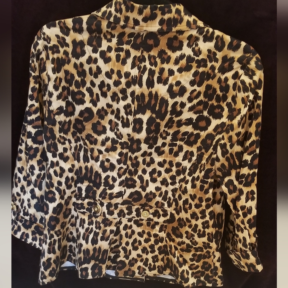 Charter Club Leopard Print Button Up Blazer Jacket Womens L Large Lightweight - Picture 3 of 6